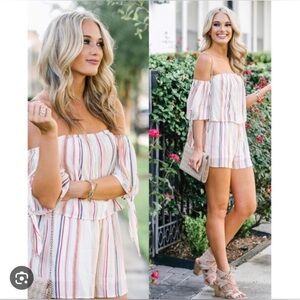 BP Strapless off Shoulder Romper